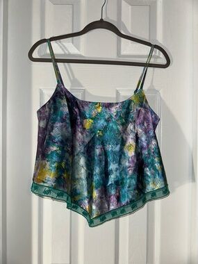 YITTY Teal, Purple & Yellow Handkerchief Hem Cami